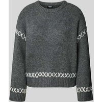 Only Comfort Fit Strickpullover mit Kontrastdetails Modell 'AMANDA LIFE' in Anthrazit Melange, Größe XL von Only