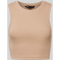 Only Crop Top in unifarbenem Design Modell 'VILMA' in Sand, Größe XL von Only