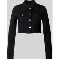 Only Cropped Jeansjacke mit Brusttaschen Modell 'WONDER' in Black, Größe XL von Only