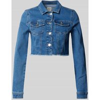 Only Cropped Jeansjacke mit Brusttaschen Modell 'WONDER' in Blau, Größe M von Only