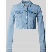 Only Cropped Jeansjacke mit Brusttaschen Modell 'WONDER' in Jeansblau, Größe S von Only