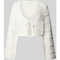 Only Cropped Strickjacke mit Lochmuster Modell 'NATALIE' in Offwhite, Größe L von Only