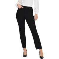 Only Damen Jeans ONLEMILY HW STR CRP ANK RAW MAE034 - Straight Fit - Schwarz - Black Denim von Only