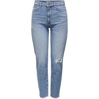 Only Damen Jeans ONLEMILY LIFE HW ST CR AK DT DOT308 - Straight Fit - Blau - Light Medium Blue Denim von Only