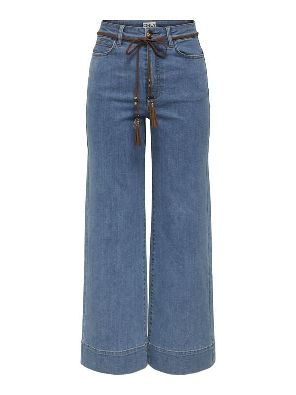 Only Jeans - ONLMADISON HW BELT WIDE CROP DNM GUA - W26L32 bis W31L32 - für Damen - Größe W30L32 - blau von Only
