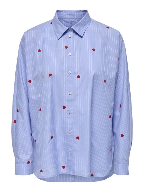 Only Langarmhemd - ONLNEW LINA GRACE LS STRIPE EMB SHIRT - XS bis XL - für Damen - Größe S - blau von Only