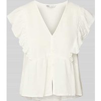 Only Loose Fit Bluse aus Viskose-Leinen-Mix Modell 'RIAN FLORENCE' in Offwhite, Größe M von Only