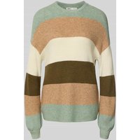 Only Loose Fit Strickpullover aus Viskose-Mix Modell 'ATIA' in Schilf Melange, Größe L von Only