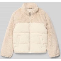Only Regular Fit Steppjacke mit Teddyfell Modell 'WANJA' in Ecru, Größe 140 von Only