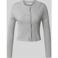 Only Regular Fit Strickjacke aus Viskose-Mix Modell 'KATIA' in Hellgrau Melange, Größe L von Only