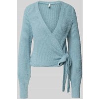 Only Regular Fit Strickjacke mit Rippenmuster Modell 'AMANDA' in Ocean, Größe M von Only
