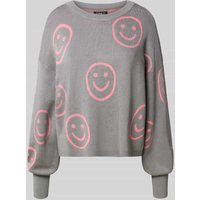Only Regular Fit Strickpullover aus Viskose-Mix Modell 'MONTANA' in Hellgrau Melange, Größe M von Only