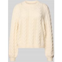 Only Regular Fit Strickpullover aus Viskose-Mix Modell 'RUBINA' in Offwhite Melange, Größe L von Only
