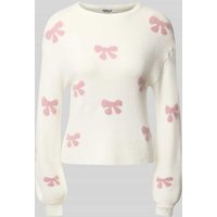 Only Regular Fit Strickpullover mit Allover-Muster Modell 'BORA' in Offwhite, Größe M Only Regular Fit Strickpullover mit Allover-Muster Modell 'BORA' in Offwhite, Größe M von Only