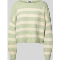Only Regular Fit Strickpullover mit Allover-Muster Modell 'LAYA' in Schilf, Größe M von Only