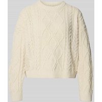 Only Regular Fit Strickpullover mit Strukturmuster Modell 'ELLY' in Ecru, Größe L von Only