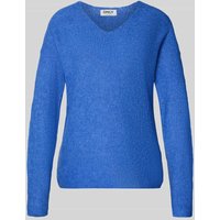 Only Regular Fit Strickpullover mit V-Ausschnitt Modell 'CAMILLA' in Blau Melange, Größe M von Only