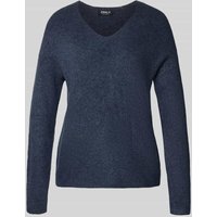 Only Regular Fit Strickpullover mit V-Ausschnitt Modell 'CAMILLA' in Rauchblau Melange, Größe S von Only