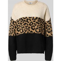 Only Regular Fit Strickpullover mit gerolltem Rundhalsausschnitt Modell 'JADE' in Taupe Melange, Größe M von Only