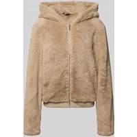 Only Regular Fit Sweatjacke aus Teddyfell Modell 'NEWANNA' in Sand, Größe L von Only