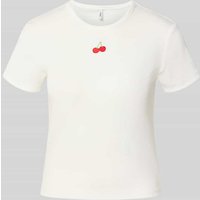 Only Regular Fit T-Shirt in Rippoptik Modell 'DANIELLA' in Weiss, Größe M von Only