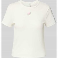 Only Regular Fit T-Shirt in Rippoptik Modell 'DANIELLA' in Weiss, Größe XL von Only