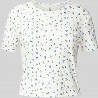 Only Regular Fit T-Shirt in Rippoptik Modell 'FENJA LIFE' in Offwhite, Größe M von Only