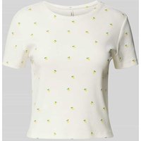 Only Regular Fit T-Shirt in Rippoptik Modell 'FENJA LIFE' in Offwhite, Größe XL von Only