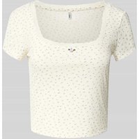 Only Regular Fit T-Shirt in Rippoptik Modell 'LEMONE' in Offwhite, Größe M von Only