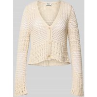 Only Relaxed Fit Strickjacke mit Baumwoll-Anteil Modell 'NOLET' in Offwhite, Größe S von Only