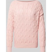 Only Relaxed Fit Strickpullover mit Zopf Struktur Muster Modell 'BRYNN' in Hellrosa, Größe M von Only