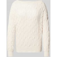 Only Relaxed Fit Strickpullover mit Zopf Struktur Muster Modell 'BRYNN' in Sand, Größe M von Only