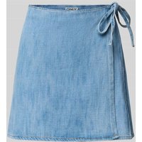 Only Schmaler Wickelrock aus Baumwoll-Denim Modell 'NOELLE' in Hellblau, Größe XS von Only