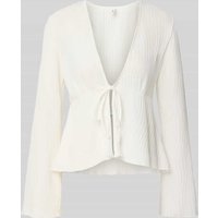Only Slim Fit Cardigan aus elastischem Crêpe-Material Modell 'CAMILLE' in Weiss, Größe L von Only