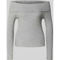 Only Slim Fit Strickpullover aus Viskose-Mix Modell 'KATIA' in Mittelgrau Melange, Größe L von Only