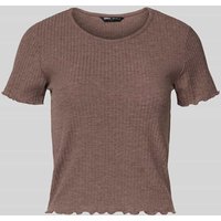 Only Slim Fit T-Shirt mit Viskose-Anteil Modell 'EMMA' in Mittelbraun, Größe XL von Only