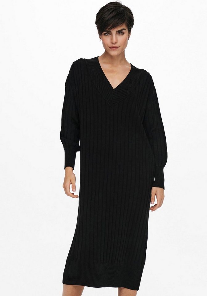ONLY Strickkleid ONLNEW TESSA L/S MIDI V DRESS mit tiefem V-Ausschnitt mit breiter Blende von ONLY