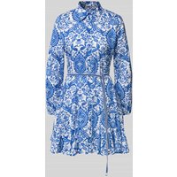 Only Tailliertes Blusenkleid mit Allover-Muster Modell 'LUMINA' in Blau, Größe M von Only