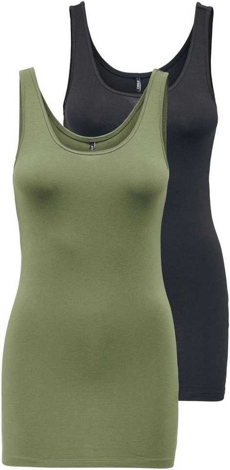 ONLY Tanktop ONLLIVE – Slim-Fit Tanktops mit Stretch für optimalen Sitz (Packung, 2-tlg., 2er-Pack) slim fit, casual, Jersey, Baumwollmischung, Rundhals von ONLY