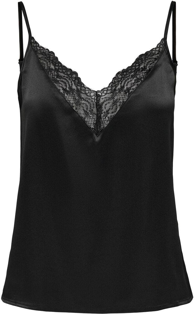 Only Top - Onlvictoria SL Lace Mix Singlet NOOS  WVN - XS bis L - für Damen - Größe XS - schwarz von Only