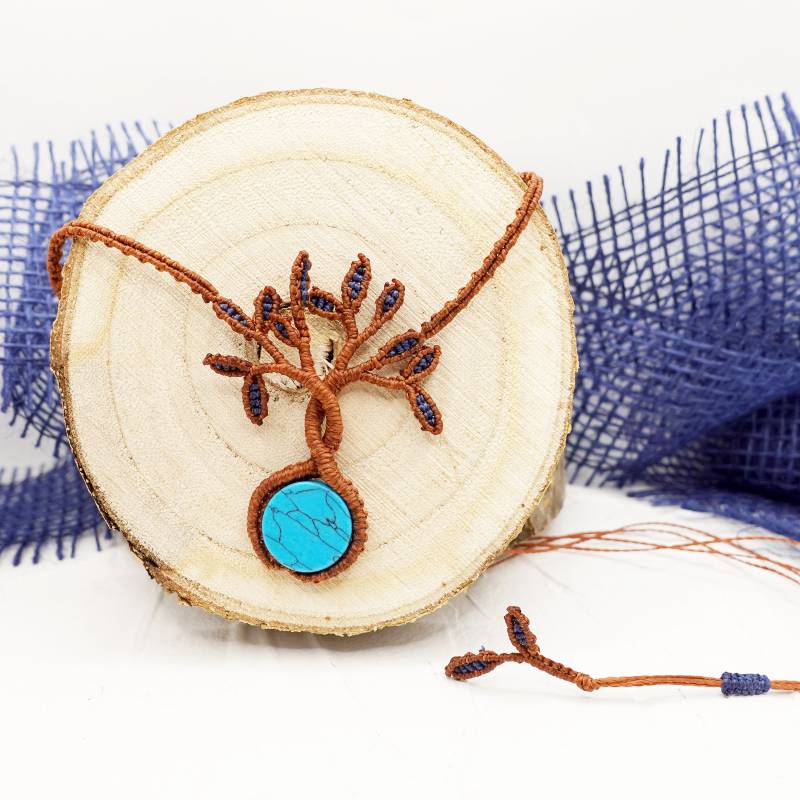 Baum Des Lebens Makramee Halskette, Collier, Blätter, Natur, Blau, Türkis Stein, Wasserfest, Anpassbar Baum Des Lebens Makramee Halskette, Collier, Blätter, Natur, Blau, Türkis Stein, Wasserfest, Anpassbar von imperfectionDE