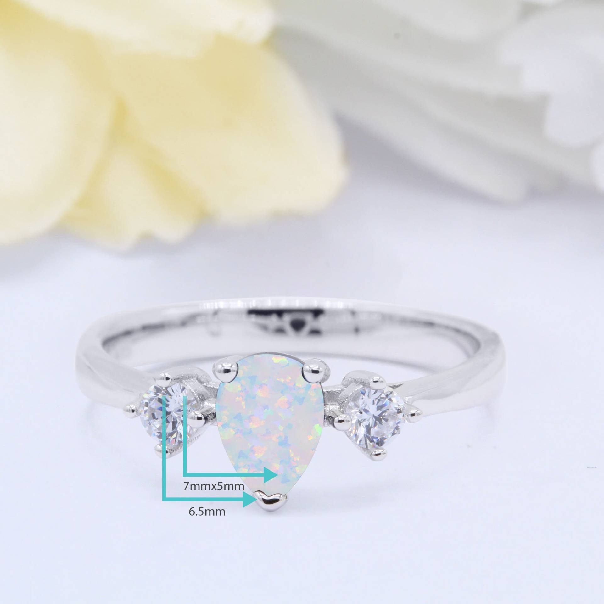 3 Stein Vintage Art Deco Marquise Lab Weiß Opal Hochzeit Verlobung Brautring Rund Diamant Cz Akzent 925 Sterling Silber Band Wähle von OnlyOpalLuv