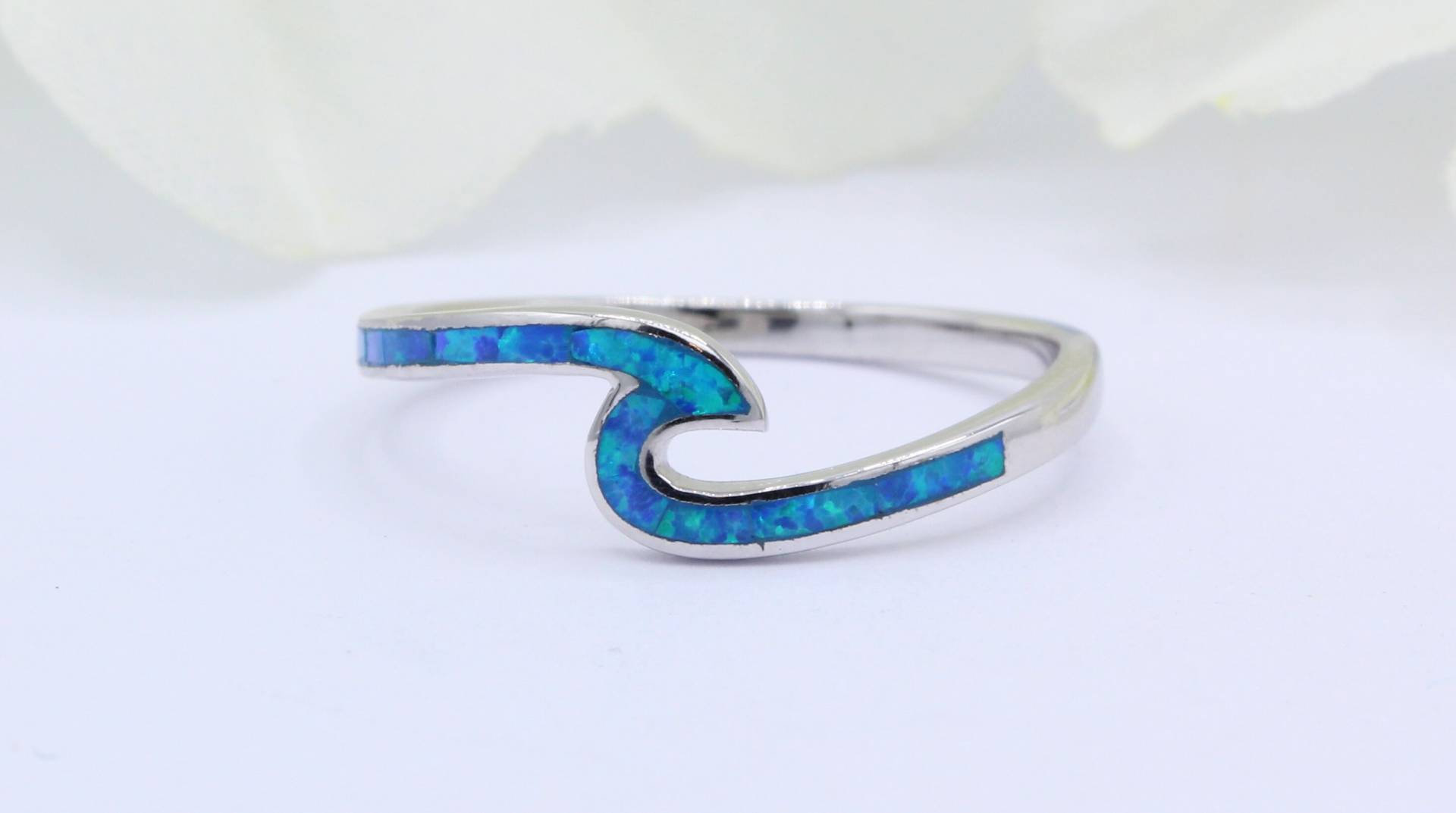 Kleiner Welle Ring Lab Erstellt Blauer Opal Zierlich Zierlicher Trendy Surfer Strand Sommer von OnlyOpalLuv