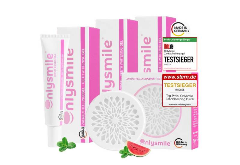 OnlySmile Zahnbleaching-Kit 6-Month Whitening Bundle – 3x Whitening Gel & 1x Zahnpulver, Enthält 3 Gele + 1 Zahnpulver von OnlySmile