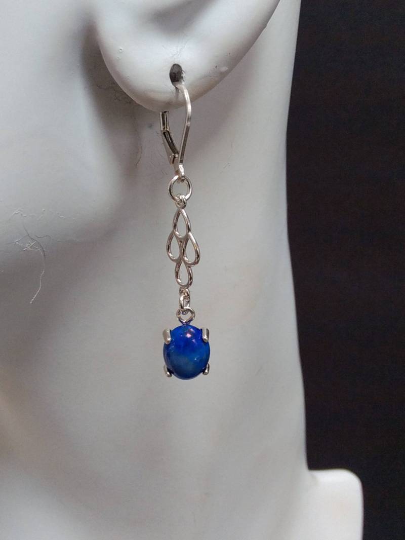 Lange Ohrringe/Stein Und Sterling Tropfen/Blauer Spitzenachat/Blauer Lapis/Rosenquarz/Babyblauer Achat/Damen Leichte Luftige Ohrringe von OnlyStoneJewelry