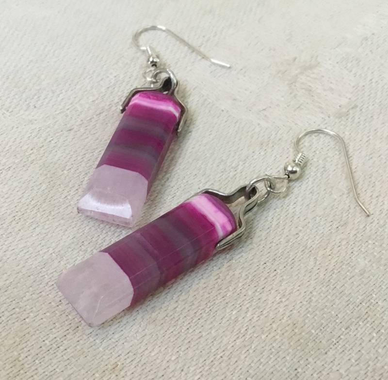 Lila Ohrringe/Fuchsia Stein Und Sterling Ohrringe/Boho Ohrringe/Einzigartige Rosa Ohrringe von OnlyStoneJewelry