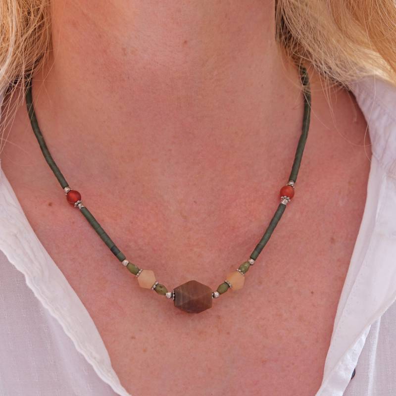 Halskette Edelstein Serpentin Karneol Grün Rot Bunt Geschenk Damen Afghanisch Orientalisch Abendschmuck Handarbeit Geschmeidig Schmuck 27 von Onlybestqualitynepal