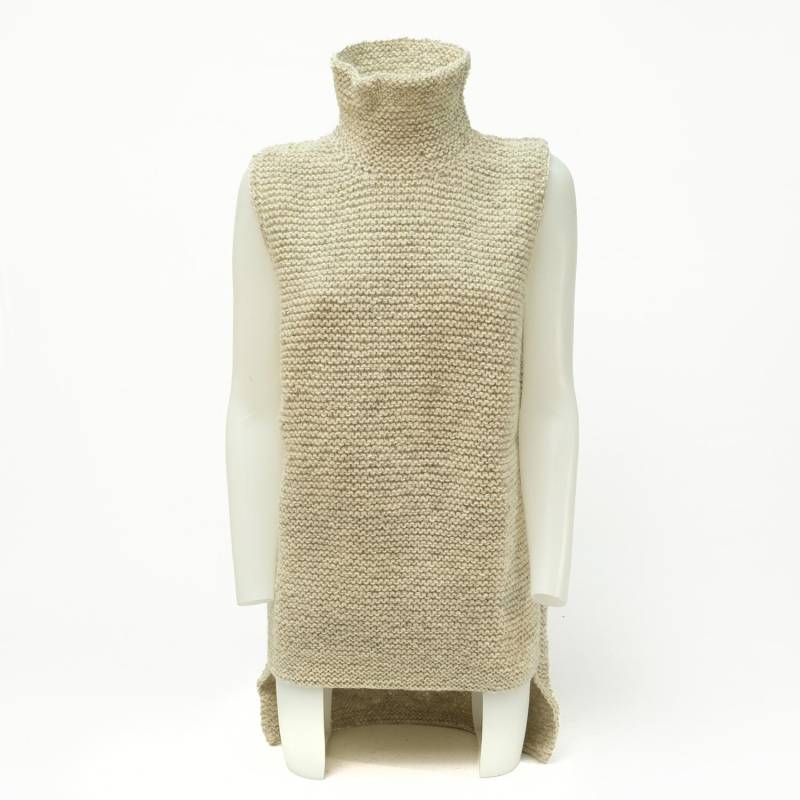 Pullover Ärmelloser Strick Grob Damen Beige Schafswolle Natur Handarbeit Gestrickt Nepal Wolle Wandern Geschenk Sommerabend von Onlybestqualitynepal