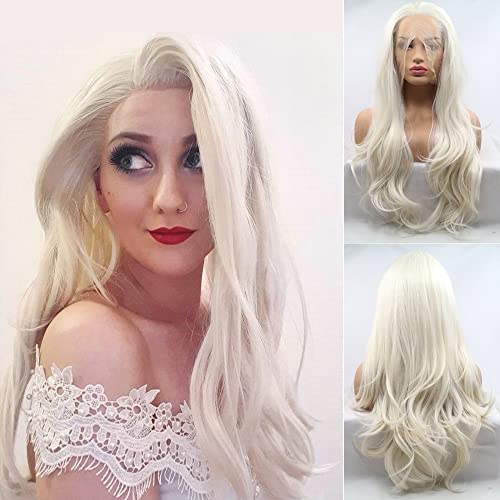 Langhaarperücke mit natürlichem Haaransatz, weißblond #60, hitzebeständig, Kunsthaar, auf Spitze geknüpfte Strähnen, für Damen und Mädchen, Dichte 180 %, Länge 56 cm Langhaarperücke mit natürlichem Haaransatz, weißblond #60, hitzebeständig, Kunsthaar, auf Spitze geknüpfte Strähnen, für Damen und Mädchen, Dichte 180 %, Länge 56 cm von Onlygirl