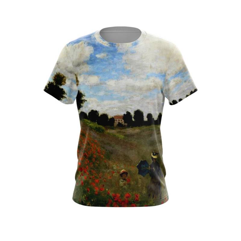 Recyceltes T-Shirt Mit Aufdruck Des Gemäldes "Mohnfeld in Argenteuil" Von Claude Monet, Geschenkidee Onme von OnmeClothing